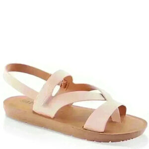 Women' s Asymmetrical Strap Toe Loop Slingback Sandals - Blush Size 8.5